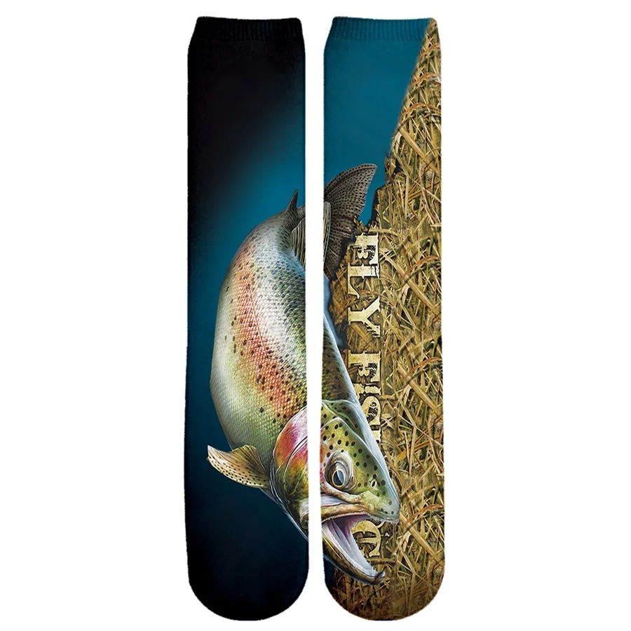 PLstar Cosmos marca calcetines Envío Directo 2025 nueva moda calcetines para hombre Cool Pike Fishing 3D impreso Unisex Casual hasta la rodilla calcetín - imagen 3