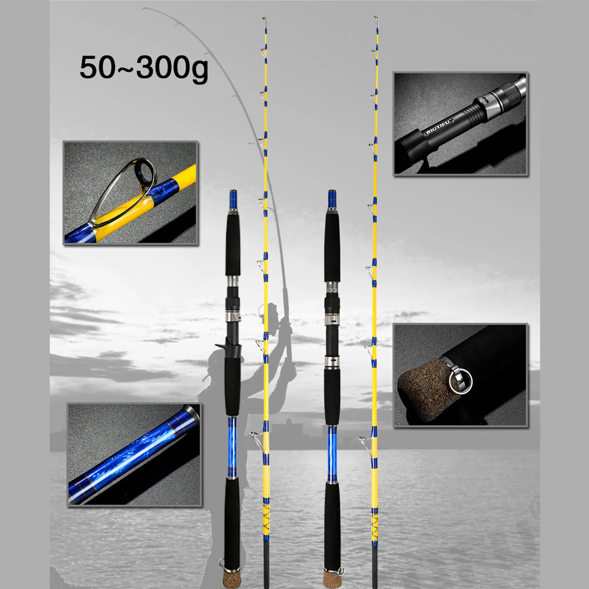 BIUTIFU-señuelo de fibra de carbono para pesca vertical, barra giratoria de barco de pesca 1,5 1,7 1,9 m 30t, 10-300g, Jigger de agua salada, mar, Océano - imagen 5