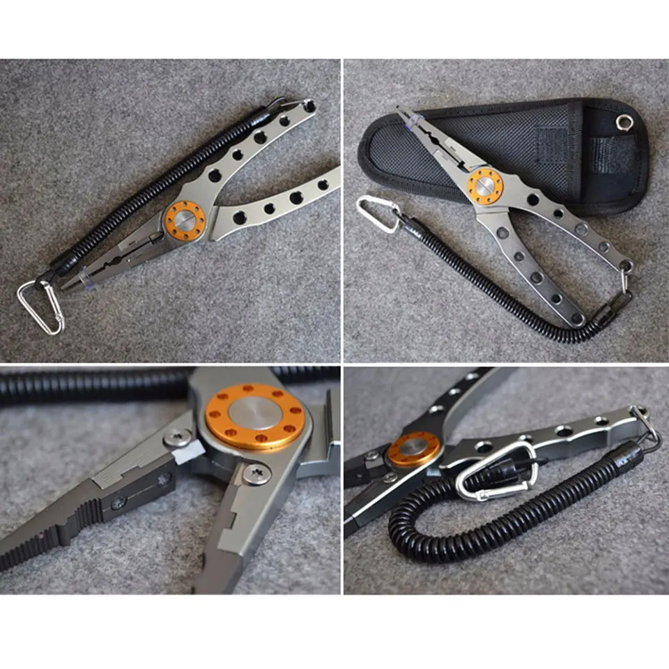 Fishing Pliers-pinzas de pesca o removedor de anzuelos, tijeras de aleación de aluminio para remover de anzuelos de 150g y 20CM, cortador de línea, equipo de pesca con nudos multifuncionales - imagen 5