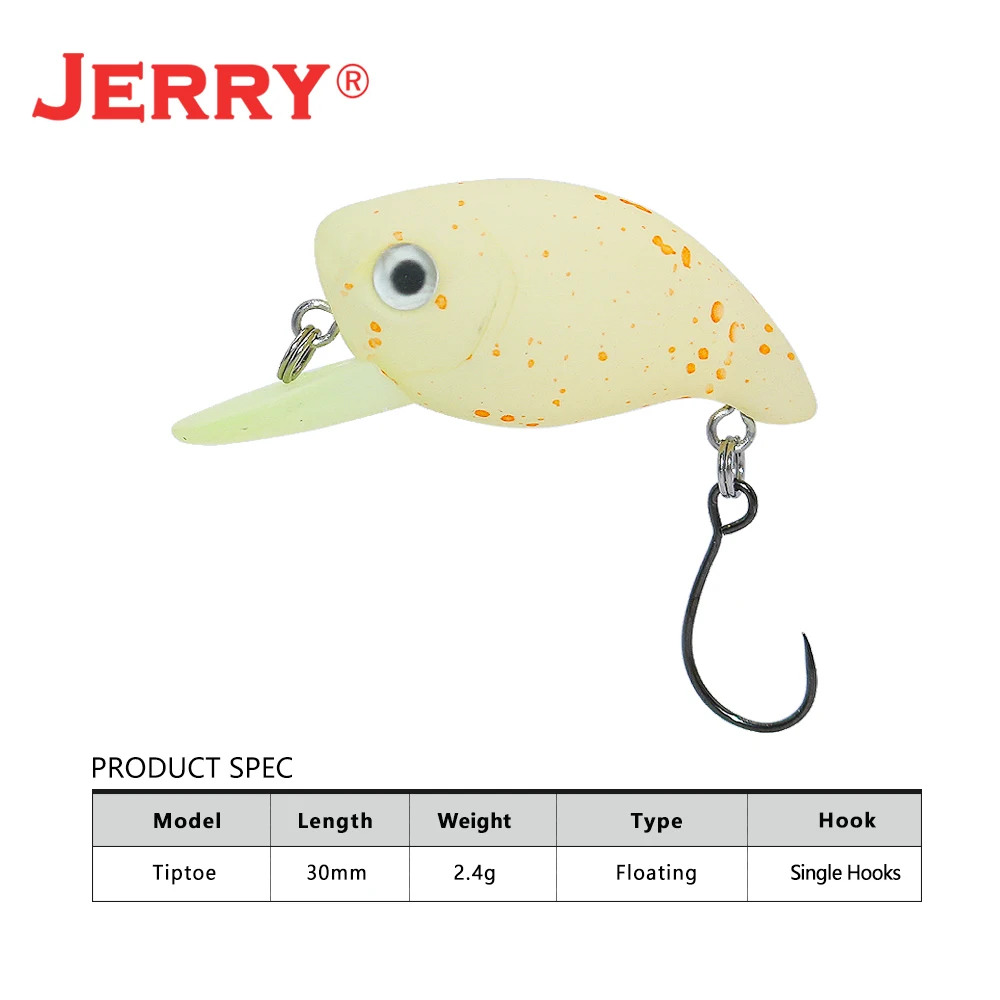 Jerry Tiptoe 2,4g 3cm señuelo de Pesca oscilante Crankbait cebo duro flotante Micro señuelo giratorio aparejos de Pesca ultraligeros - imagen 4