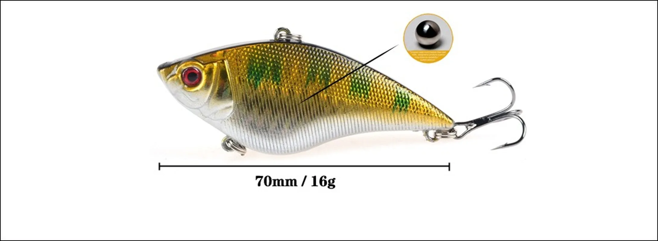 Señuelos de Pesca duros, 1 piezas, 7cm, 16G, cebo Artificial, 6 #, anzuelos triples, aparejos de pesca Crankbait de tiro largo - imagen 3