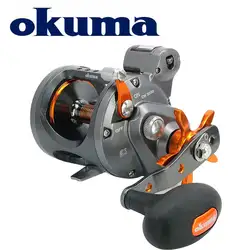 OKUMA-carrete de pesca Coldwater, carrete contador de línea, sistema de arrastre de carbonita completa, marco ligero resistente a la corrosión, carrete de Baitcasting