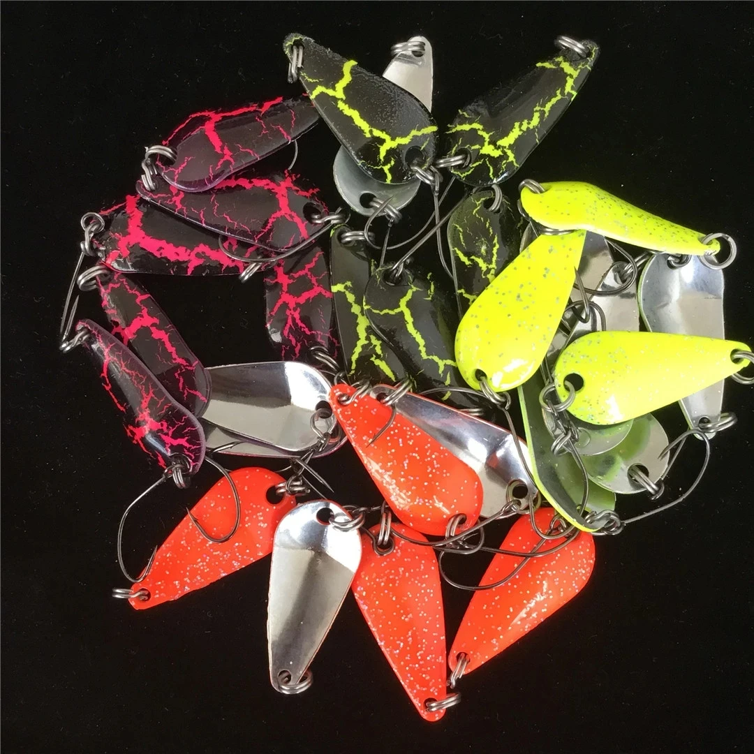 5 unidades de 2,8 cm, 2,8g, señuelos giratorios de Metal para pesca, cuchara para trucha, Mini cebo Wobbler, cuchara Artificial - imagen 4