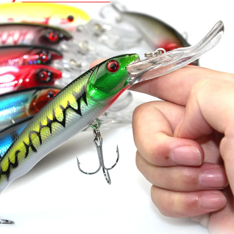 Juego de Señuelos de Pesca de colores mezclados, 8 Uds., 16cm, 28g, Wobblers de pececillo grande, cebo duro, lubina, Kit de Crankbaits de curricán flotante Artificial