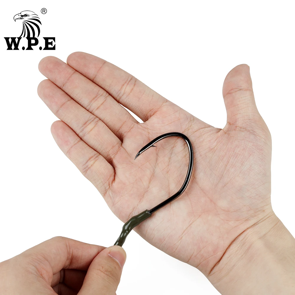W.P.E-aparejo de pesca de bagre 8/0 #, anzuelo afilado de acero de alto carbono con púas, accesorios de pesca de gran espacio, aparejos de pesca, 1 ud. - imagen 5