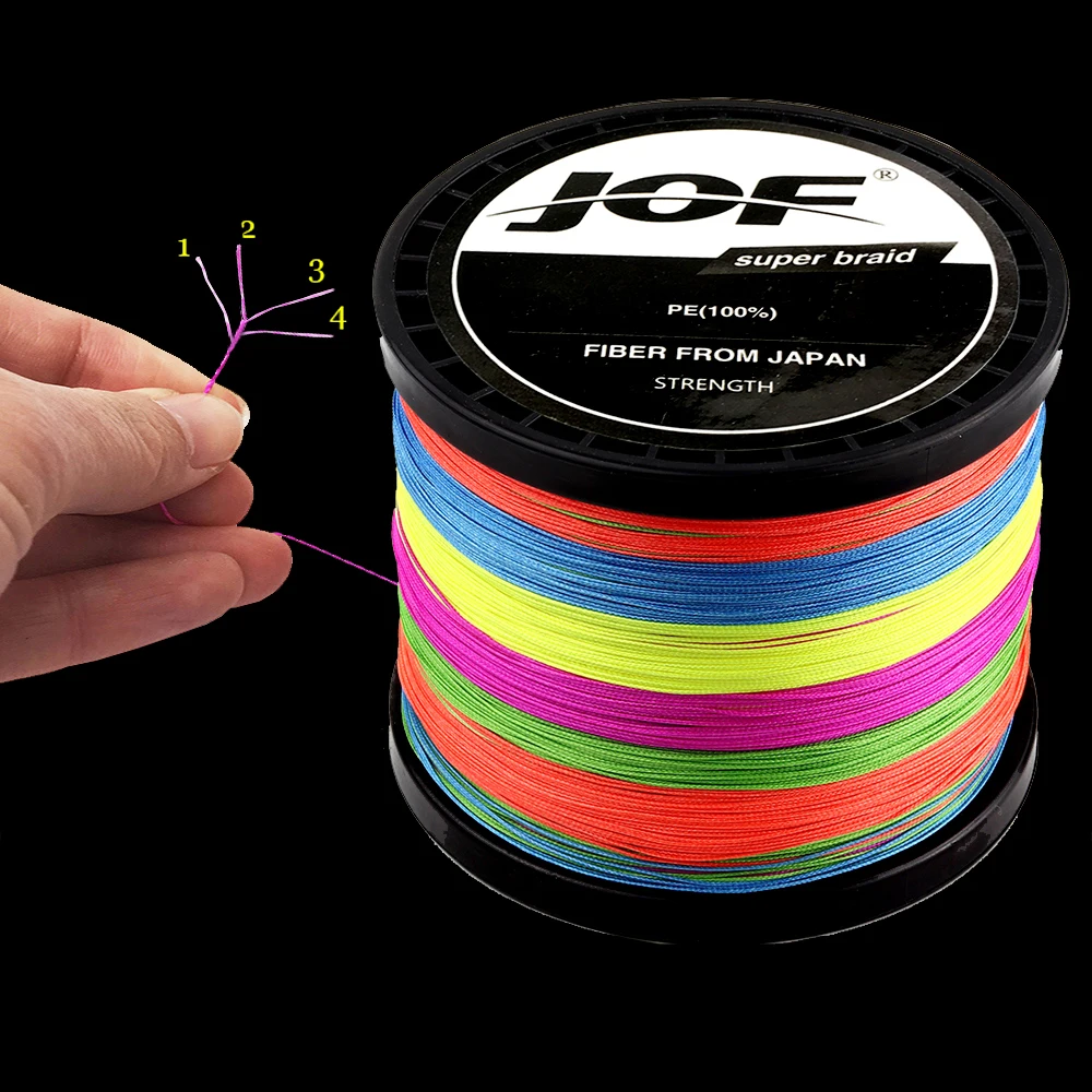JOF-sedal de pesca de alambre trenzado, hilo de pesca de fibra multifilamento fuerte de Japón, 1000M, 500M, 4 hebras, 0,10mm-0,70mm, 10LB-120LB - imagen 4