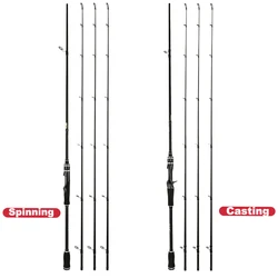 Caña fibra carbono ML/MH para spinning y baitcasting 2 tramos