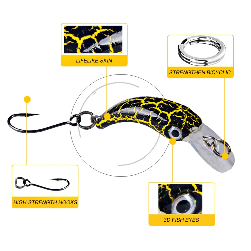 Mini Wobblers Jerkbait 8 colores 3,8 cm 1,5g cebo duro pequeño Minnow manivela Señuelos de pesca lubina agua dulce salada aparejos hundimiento señuelo - imagen 3
