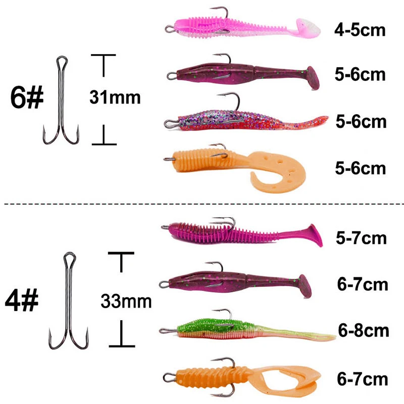 20 Uds con caja, anzuelo doble de vástago largo, anzuelo de pesca sin malezas, atado de moscas, anzuelo doble para Jig Bass, aparejos de pesca para señuelo suave - imagen 4