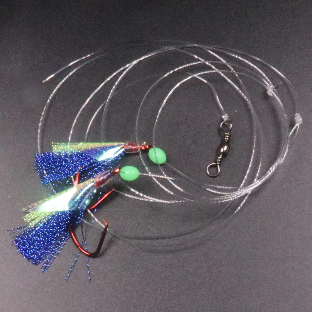 Anzuelo circular de níquel rojo, con cuentas Lumo aparejo de pesca, para agua salada, Sabikis, Cod Catcher, 4 bolsas, 3/0, 4/0, 5/0 - imagen 5