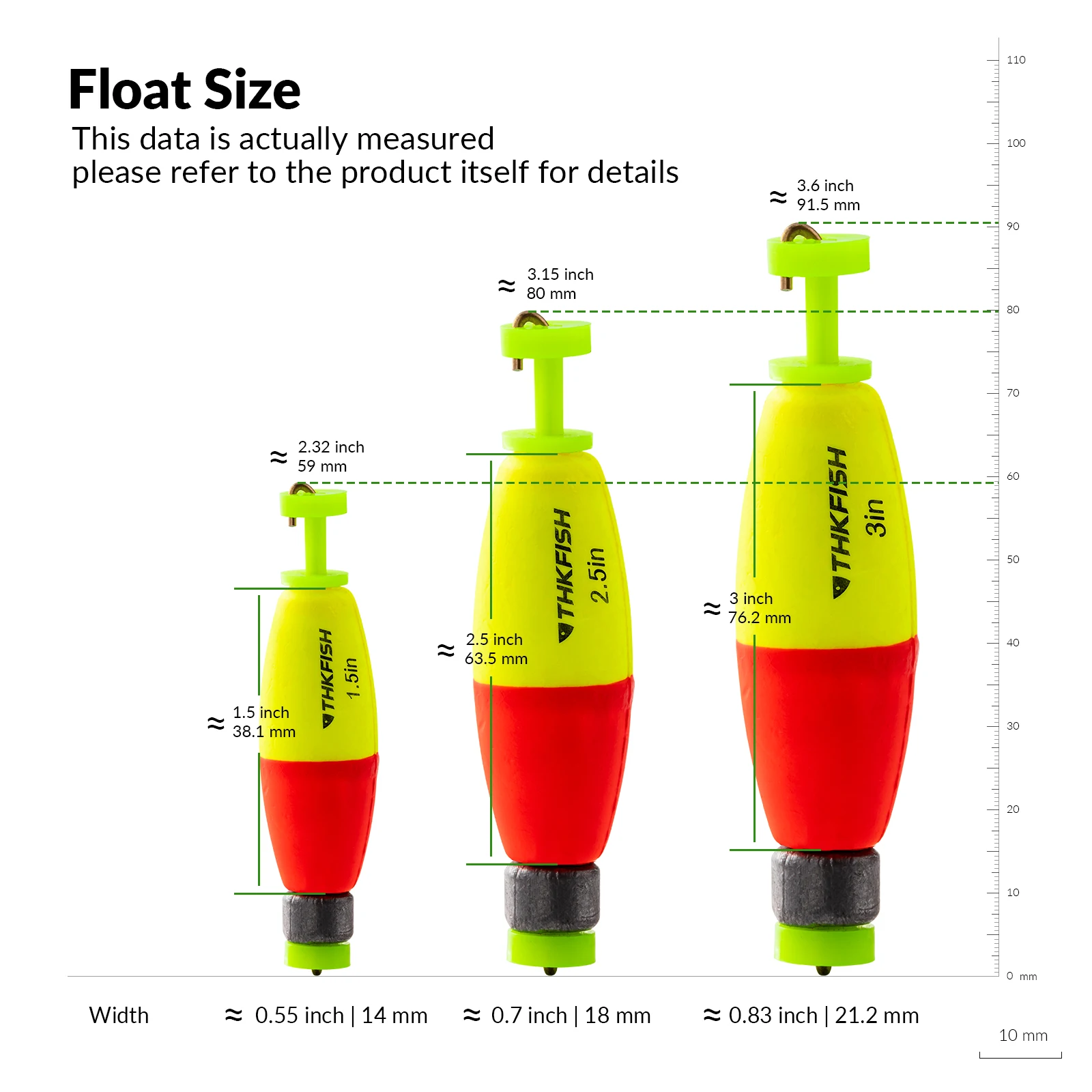 THKFISH 2 uds flotador de pesca Bobber 1,5 pulgadas 2,5 pulgadas 3 pulgadas espuma EVA resbaladiza Bobbers forma de cigarro flotadores de pesca de mar boyas de agua dulce