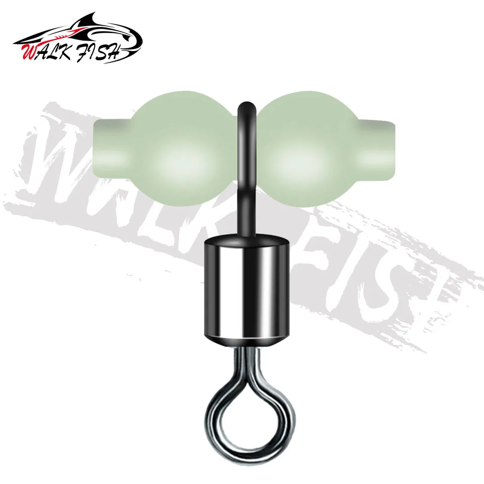 WALK FISH-Conector giratorio de pesca luminoso, barril rodante, cuentas fluorescentes de 3 vías, aparejos de conector de sedal de señuelo, 30 Uds. - imagen 3
