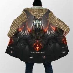 Capa Invierno Capucha Estampado Egipcio Anubis 3D Cálida