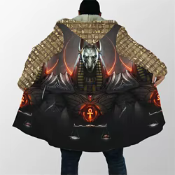 Capa Invierno Capucha Estampado Egipcio Anubis 3D Cálida