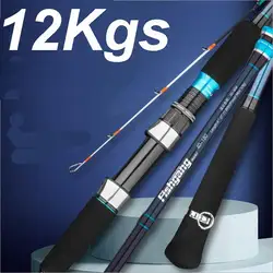 ZZ69 1,65 m 1,8 m 2,1 m sección corta portátil luminoso 2mm punta sólida 12Kgs Jigging lento caña de pescar de calamar giratoria fibra de carbono