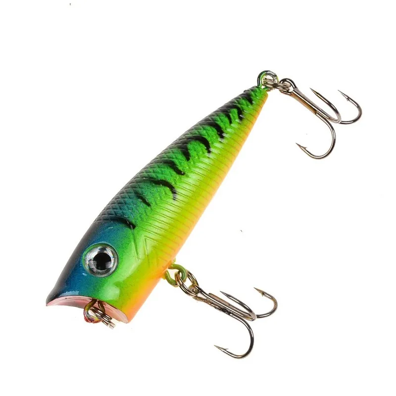 Señuelo de pesca Popper de 6cm/6,5g, cebo duro Artificial Topwater, lubina, trucha, Lucio, Wobbler, aparejos de pesca con 2 anzuelos triples, 1 unidad - imagen 4