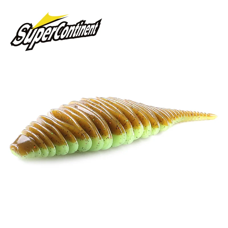 Supercontinent BELLOWS GILL señuelo suave gusano pesca lubina señuelo 100mm/4 Uds 77mm/6 Uds larva cebo suave - imagen 2