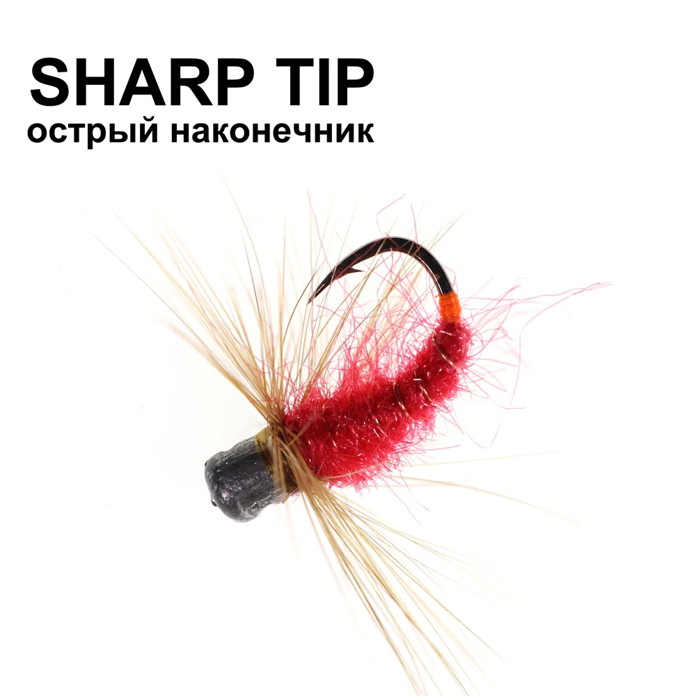 ICERIO-anzuelos de pesca en hielo de 8 piezas, señuelo de mosca, gusanos, lubina, Mormyshka, aparejos de pesca Jigging - imagen 5