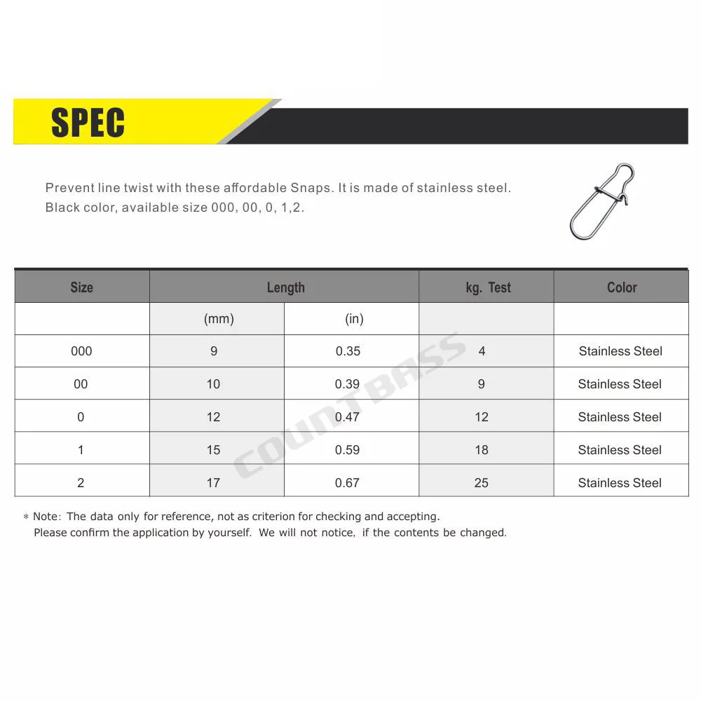 Countbass 50 Uds. Broche de lubina de bloqueo rápido de acero inoxidable de alta calidad para accesorios de señuelo de pesca broche giratorio - imagen 5