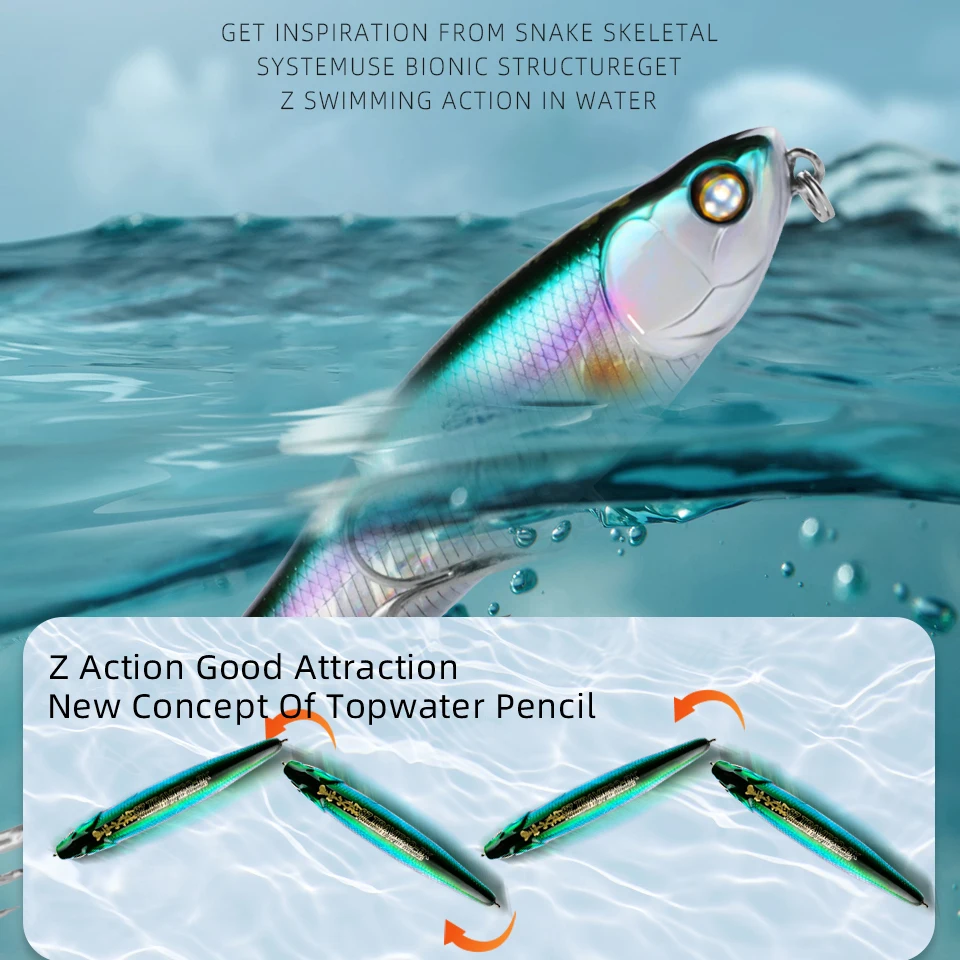 BEARKING-señuelo de pesca con superficie de lápiz Topwater, 87mm, 100mm, caminar al perro, cebo duro Artificial de agua salada, andador de plástico para lubina - imagen 4