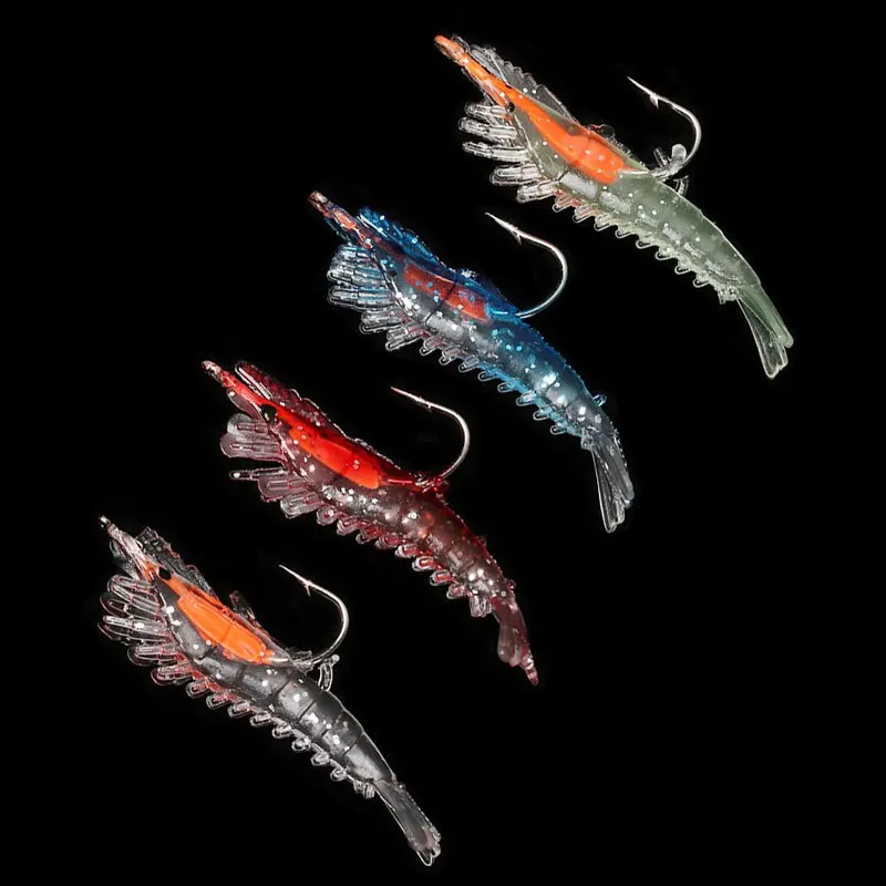Cebos falsos luminosos para Camarón, señuelo de simulación suave, olor a pescado, cebo de trucha Artificial con un solo gancho, pesca en el mar, 6cm, 3g, 1 unidad - imagen 3