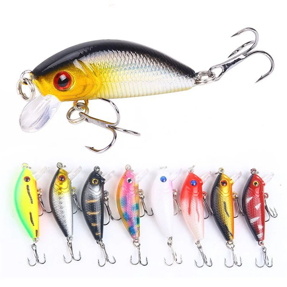 1PCS Minnow Vissen Lokken 50mm4.2g Topwater Harde Aas Wobbler Jig Aas Crankbait Karper Gestreepte bas Pesca visgerei SwimBait