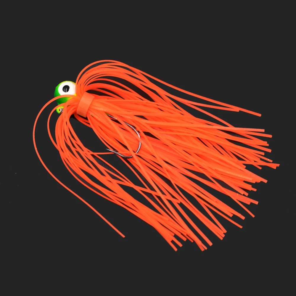 MNFT-cebo de Pesca con cabeza de anzuelo, 2 uds., señuelo de Pesca de agua salada, falda de silicona, aparejos de curricán, gancho de acero de alto carbono para Barba - imagen 3