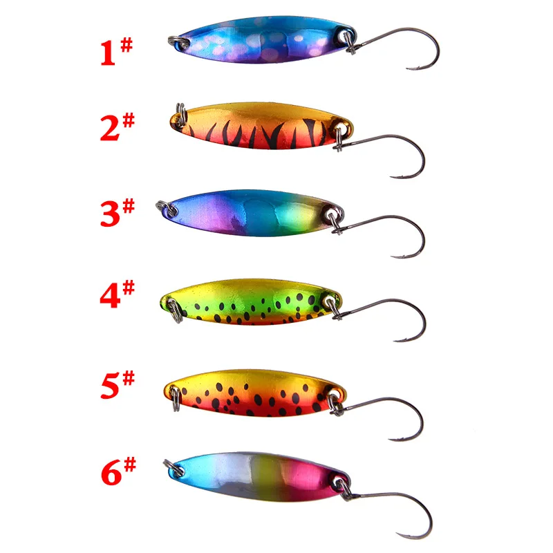Señuelo de pesca duro con cuchara de Metal, Wobblers artificiales para curricán, trucha, cebo, Lucio con un solo gancho, 3,5G-5g, 1 Uds. - imagen 4