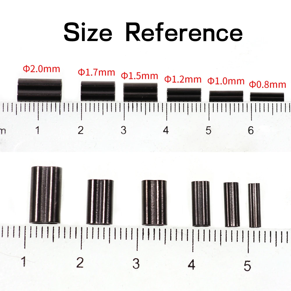 Mini mangas de cobre de doble barril para crimpadores de alambre de acero Mono Color negro aparejo de pesca de agua salada accesorios aparejos terminales - imagen 4