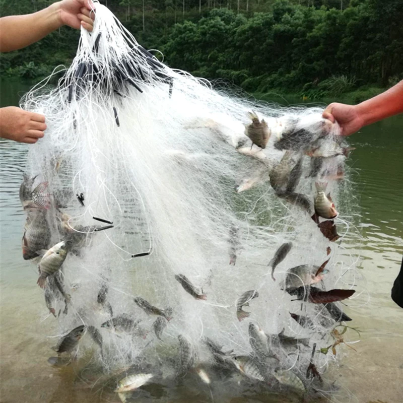Red de enmalle de tres capas de alta calidad, red de pesca de alambre de nailon finés, trampa de pesca reutilizable, 50 metros de largo y 1,5 metros de alto - imagen 3