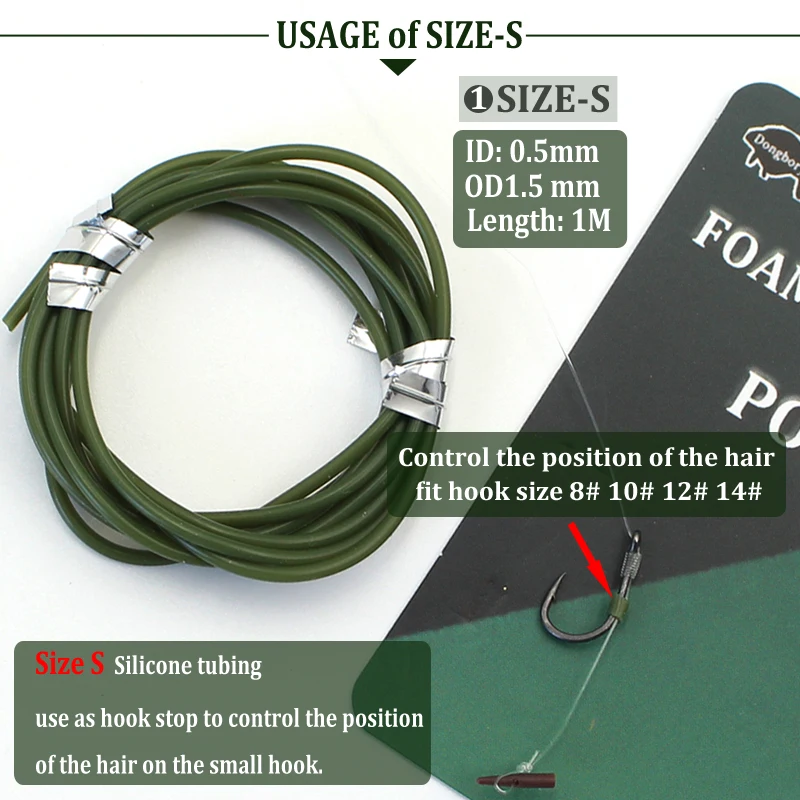 Gancho de tubo de aparejo de silicona para pesca de carpa, aparejo de pelo, accesorios Heli para aparejos terminales de pesca de carpa, 2 uds. - imagen 3