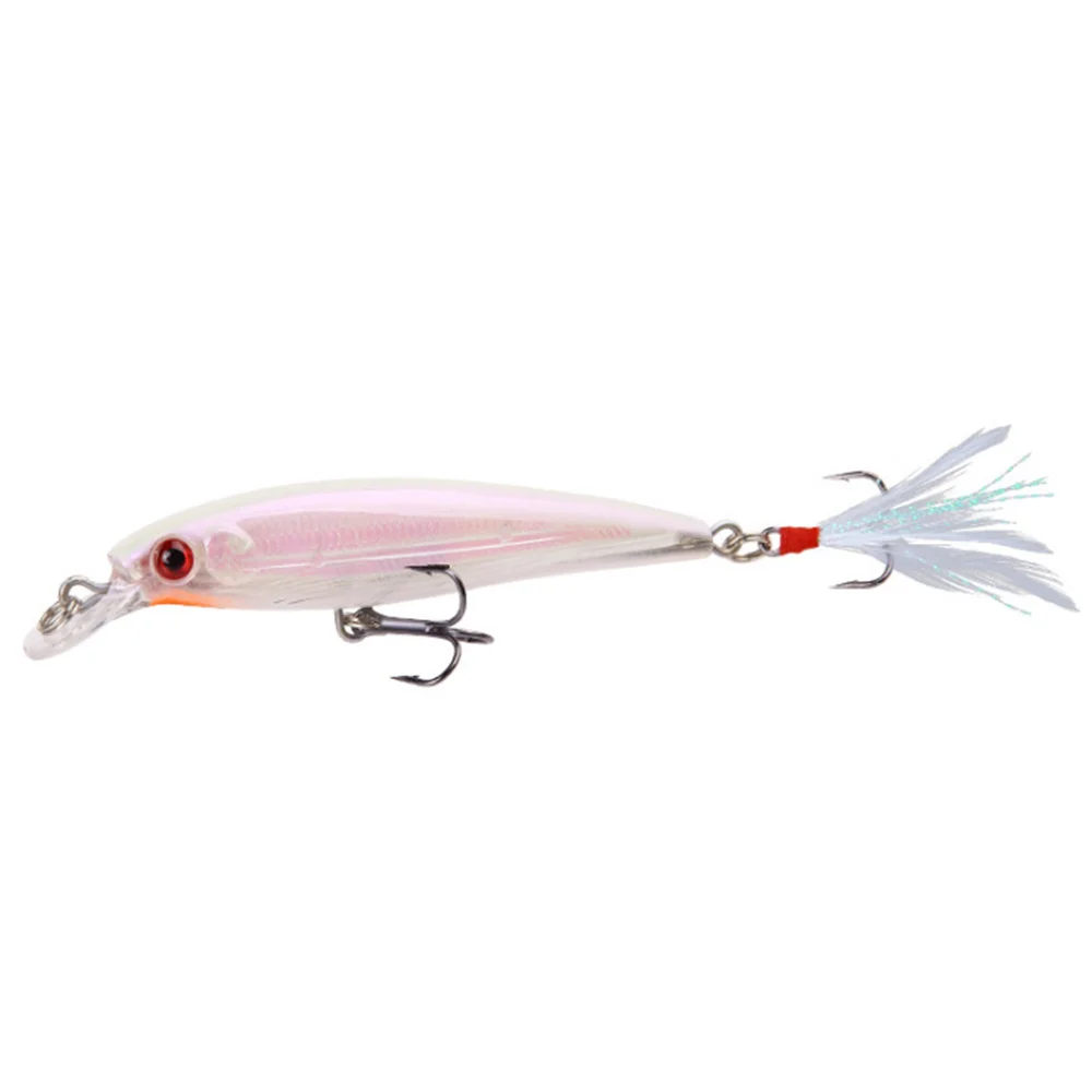 Señuelo de pesca de pececillos, anzuelos de pluma de 9cm y 7g, aparejos de pesca duros artificiales, 10 colores disponibles, 1 unidad