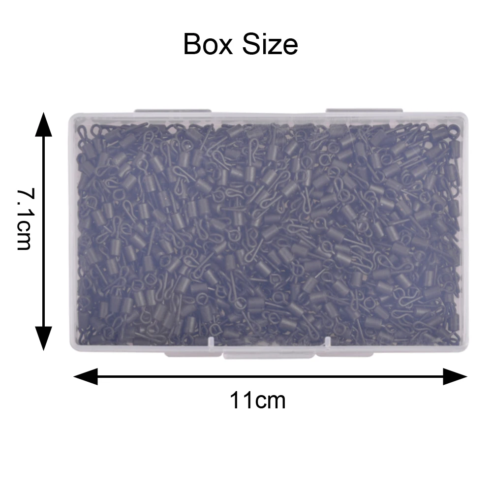 Caja de eslabones giratorios de cambio rápido, aparejos de carpa de color negro mate, conector giratorio de cuerpo largo en forma de Q para accesorios de pesca de carpa, 500 unids/caja - imagen 5