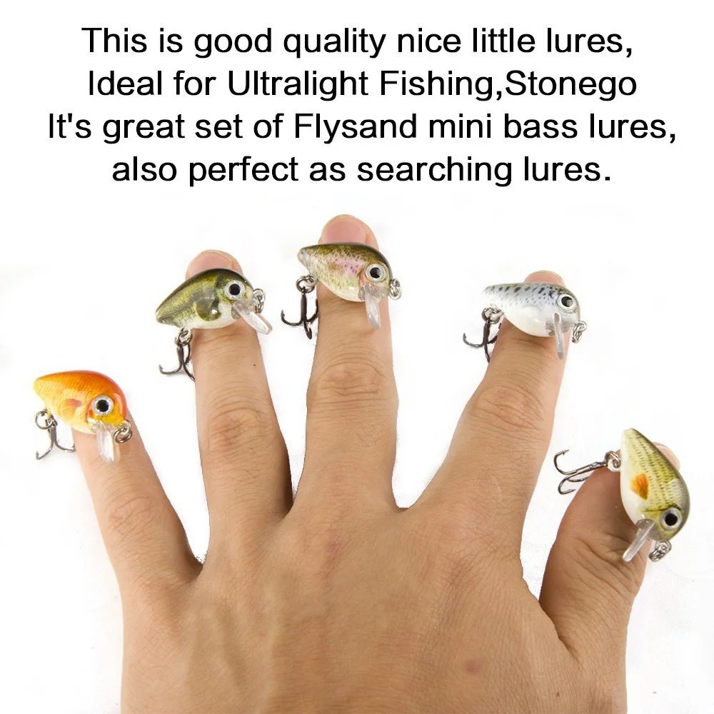 FLYSAND Crankbaits-Conjunto de Micro cebo duro, cebos artificiales ultraligeros, Mini señuelo Searchng, 2,7 cm/1,5g, 5 unids/caja - imagen 2