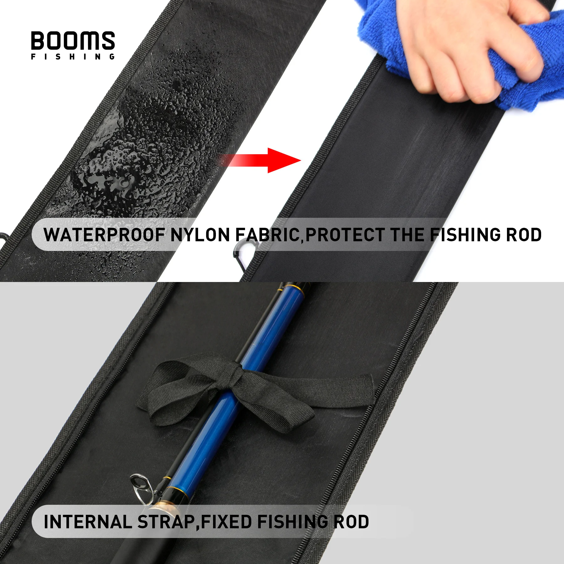 Booms Fishing PB4 bolsa para caña de pescar, estuche de almacenamiento para poste de nailon de 135 cm a 185 cm, plegable, aplicable a bolsas para cañas de carrete de pesca de varios tamaños - imagen 4