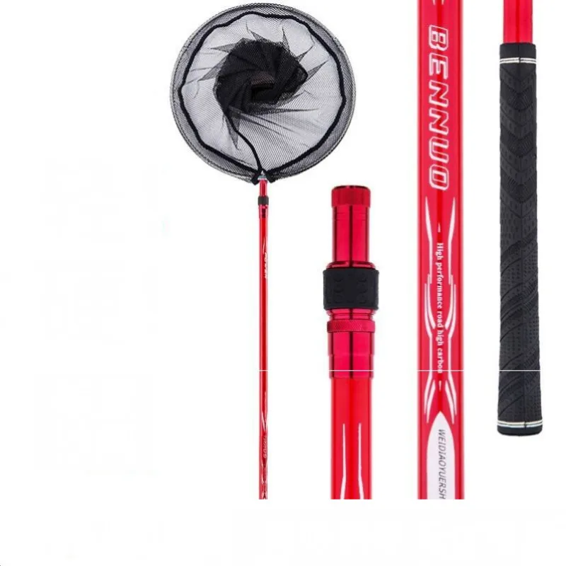 Red de pesca retráctil de fibra de carbono, malla de aterrizaje plegable telescópica de 1,1/1,8/2,1 m, para pesca con mosca - imagen 2