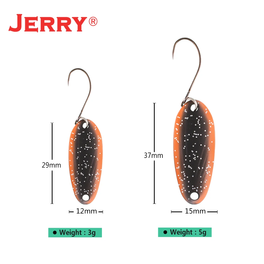 Jerry Triones 3g 5g cucharas de pesca de alta calidad cucharas de trucha de un solo gancho área Señuelos de pesca de trucha señuelos duros de dos colores laterales - imagen 5