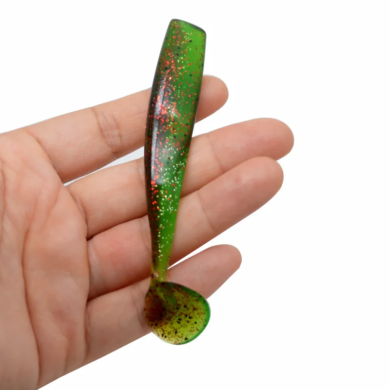 Señuelo de pesca de doble Color, cebo suave sin cabeza, cola en T, 8g, señuelos de gusano artificiales, lote de 5 piezas en oferta - imagen 2