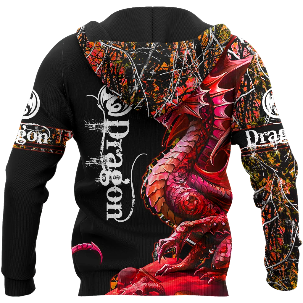 Hermosa caza de dragón con estampado 3D para hombre, Sudadera con capucha Unisex de otoño e invierno, jersey con cremallera, ropa de calle informal KJ432 - imagen 2