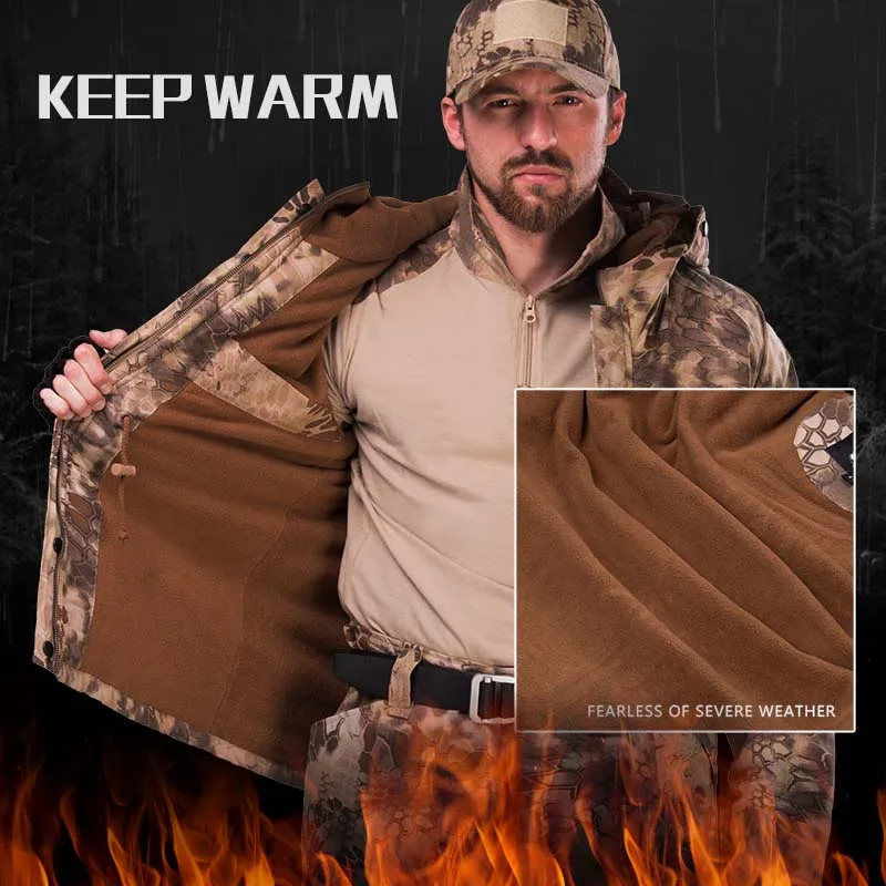Chaqueta de senderismo gruesa para hombre, ropa de caza de camuflaje polar, chaquetas tácticas para hombre, cortavientos a prueba de viento - imagen 2