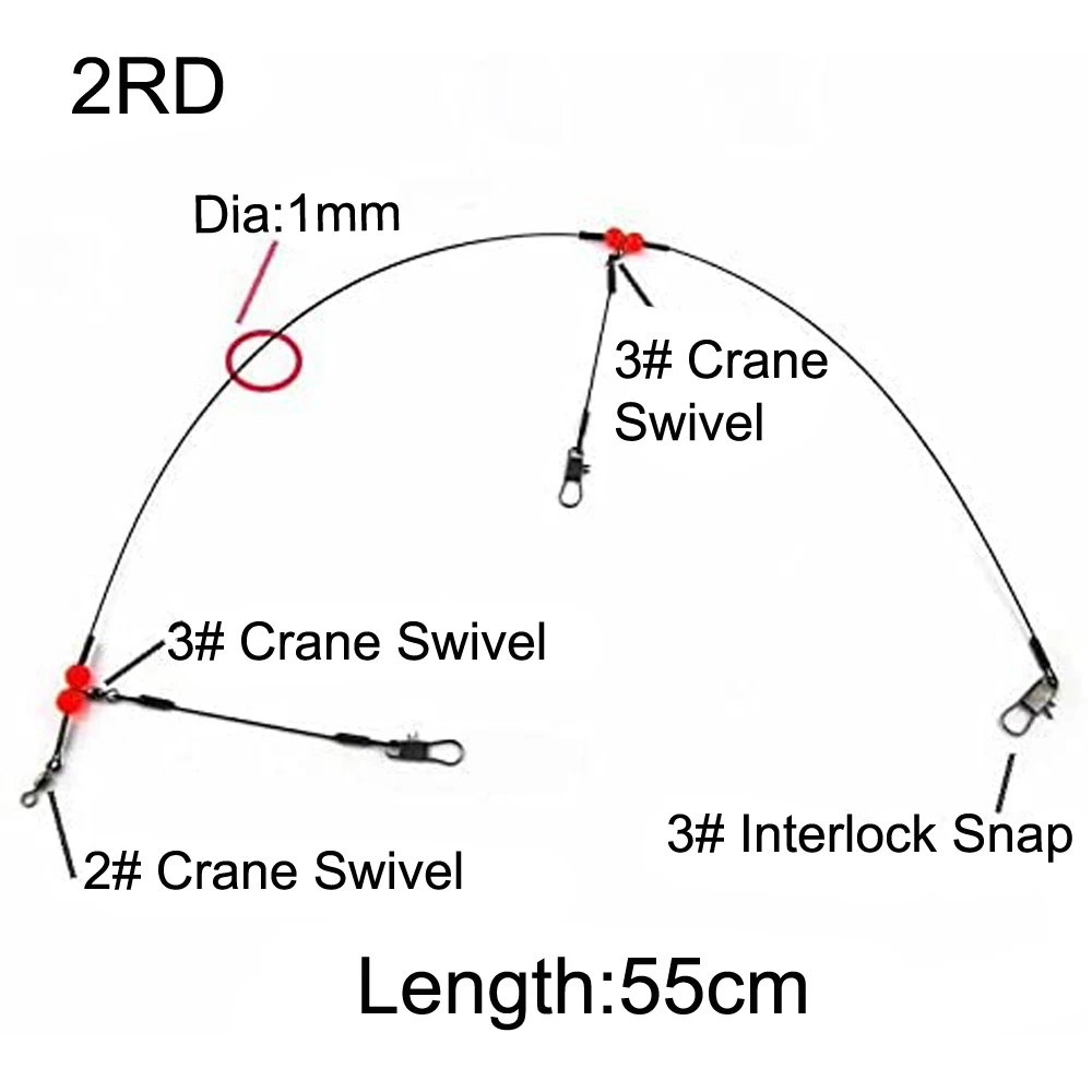 24 unids/bolsa de aparejos líderes de alambre de pesca, rastreo con broches giratorios, cuentas, brazos, Señuelos de Pesca, alambre de acero, líder, Spinner, línea de pesca - imagen 3
