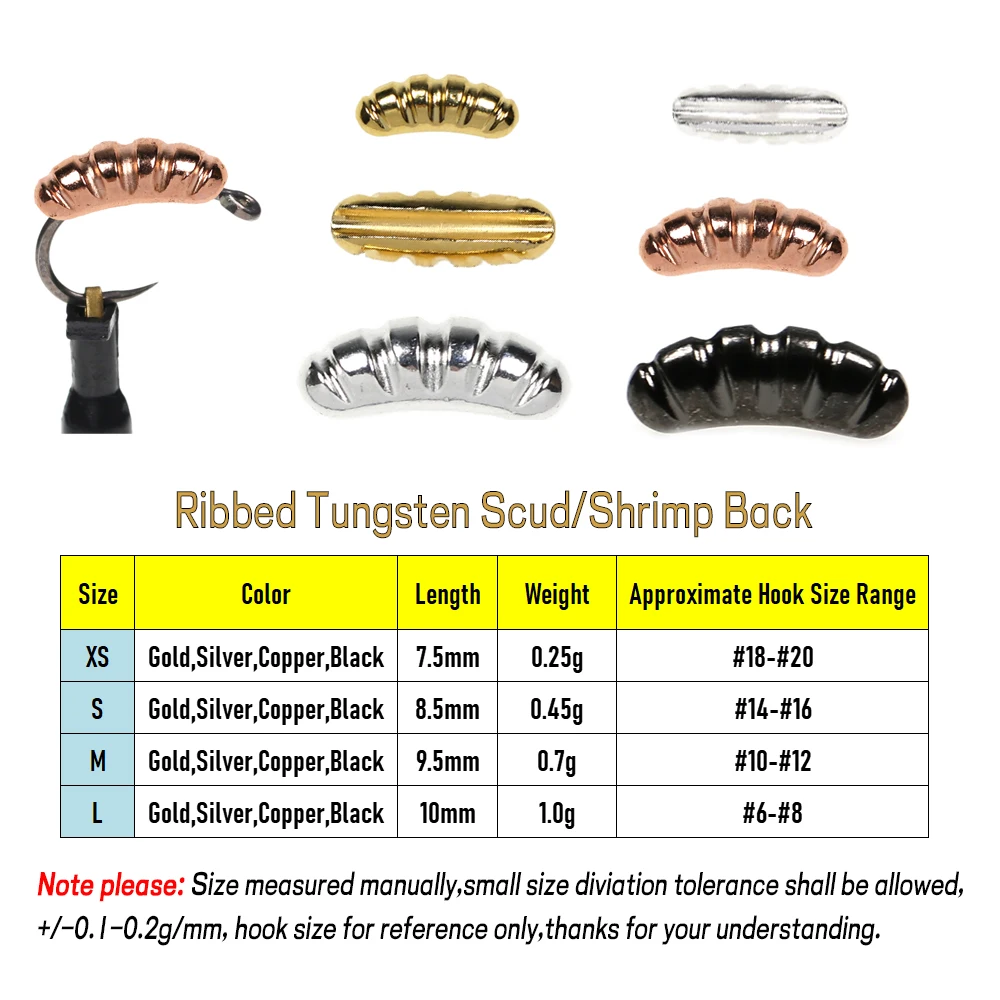 WIFREO 12 Uds. Plantilla de cuerpo de camarón de tungsteno Scud carcasa trasera cuerpo de camarón accesorios de ninfa Material de atado de moscas - imagen 2