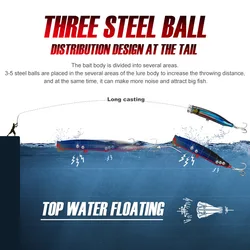 Noeby Popper Topwater Wobbler duro señuelo para atún y GT