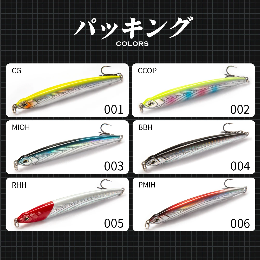 Hunthouse-señuelo de Pesca de lápiz hundido, Wobber 90mm/14,5g Stickbait Maria Slim Bass, señuelo duro Artificial de fundición larga para Pesca en agua salada - imagen 4