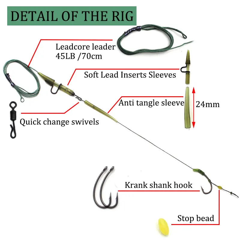 Aparejos de Pesca de carpa, accesorios de equipo de Pesca, aparejos de enlace de gancho con púas, tamaño 2 #4 #6 #8 - imagen 5