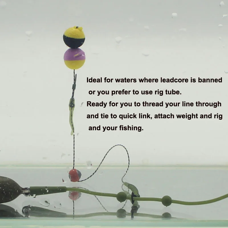 Tubo de aparejo preequipado para helicóptero, aparejo de pelo Chod, giratorio, accesorios de pesca de carpa, enlaces de guía, cola de goma y alineador de línea, 3 uds. - imagen 5