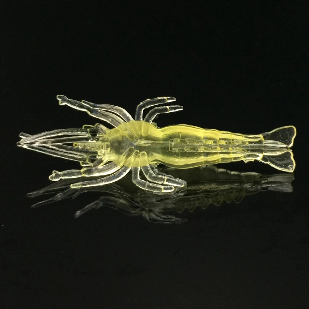 Señuelos luminosos de pesca de silicona suave, cebo Artificial de camarón de 4cm, Mini cebos de agua salada/dulce para invierno, 20 unids/lote - imagen 3
