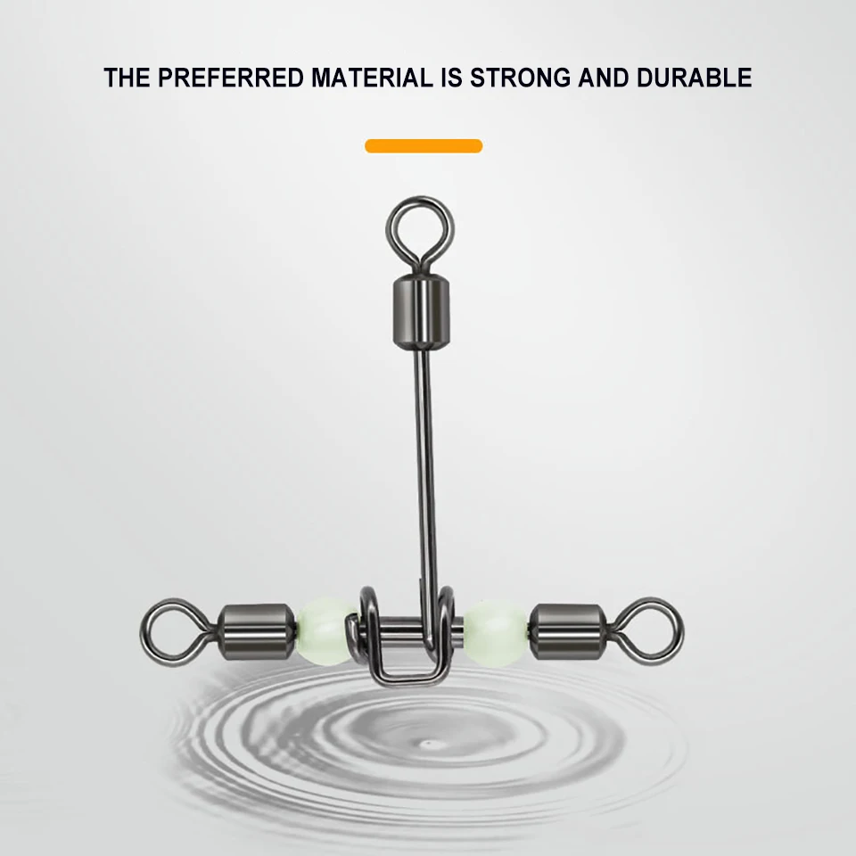 WALK FISH-anzuelos luminosos en forma de T, accesorio giratorio con cuentas de perlas, Conector de pesca, 10 unidades - imagen 3