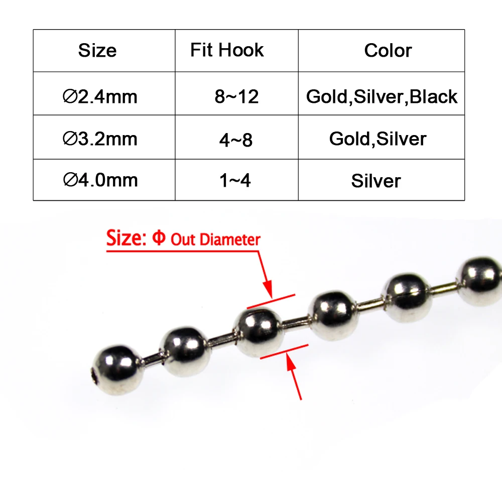 ICERIO-Cuentas de atado de moscas, 45cm/pieza, Ojos de Metal, 2,4mm, 3,2mm, materiales de pesca con mosca - imagen 2