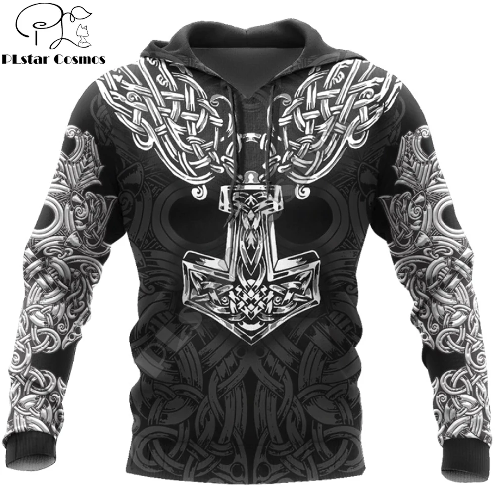 Mjolnir Odin Armor Tattoo 3D completamente estampado Unisex Deluxe Sudadera con capucha hombres sudadera Zip pulóver chaqueta Casual chándal KJ306